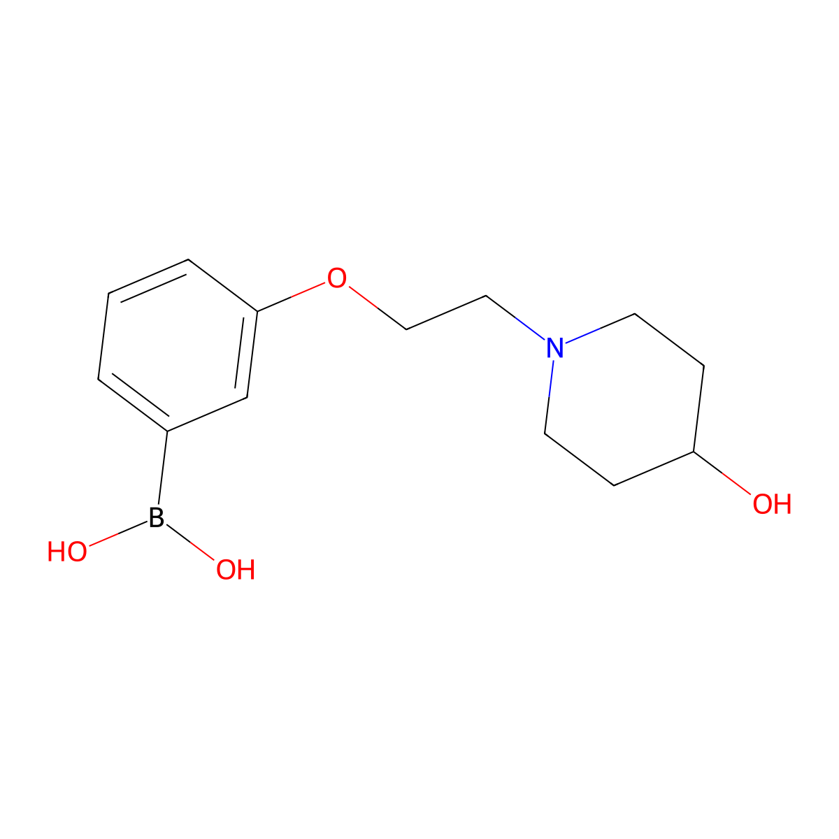 (3-(2-(4-Hydroxypiperidin-1-yl)ethoxy)phenyl)boronic acid molecular structure, CAS 1704063-52-4