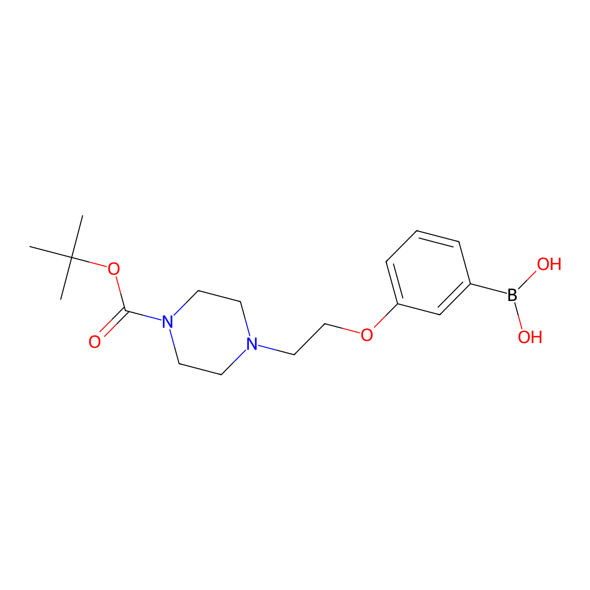 (3-(2-(4-(Tert-butoxycarbonyl)piperazin-1-yl)ethoxy)phenyl)boronic acid molecular structure, CAS 1704063-53-5