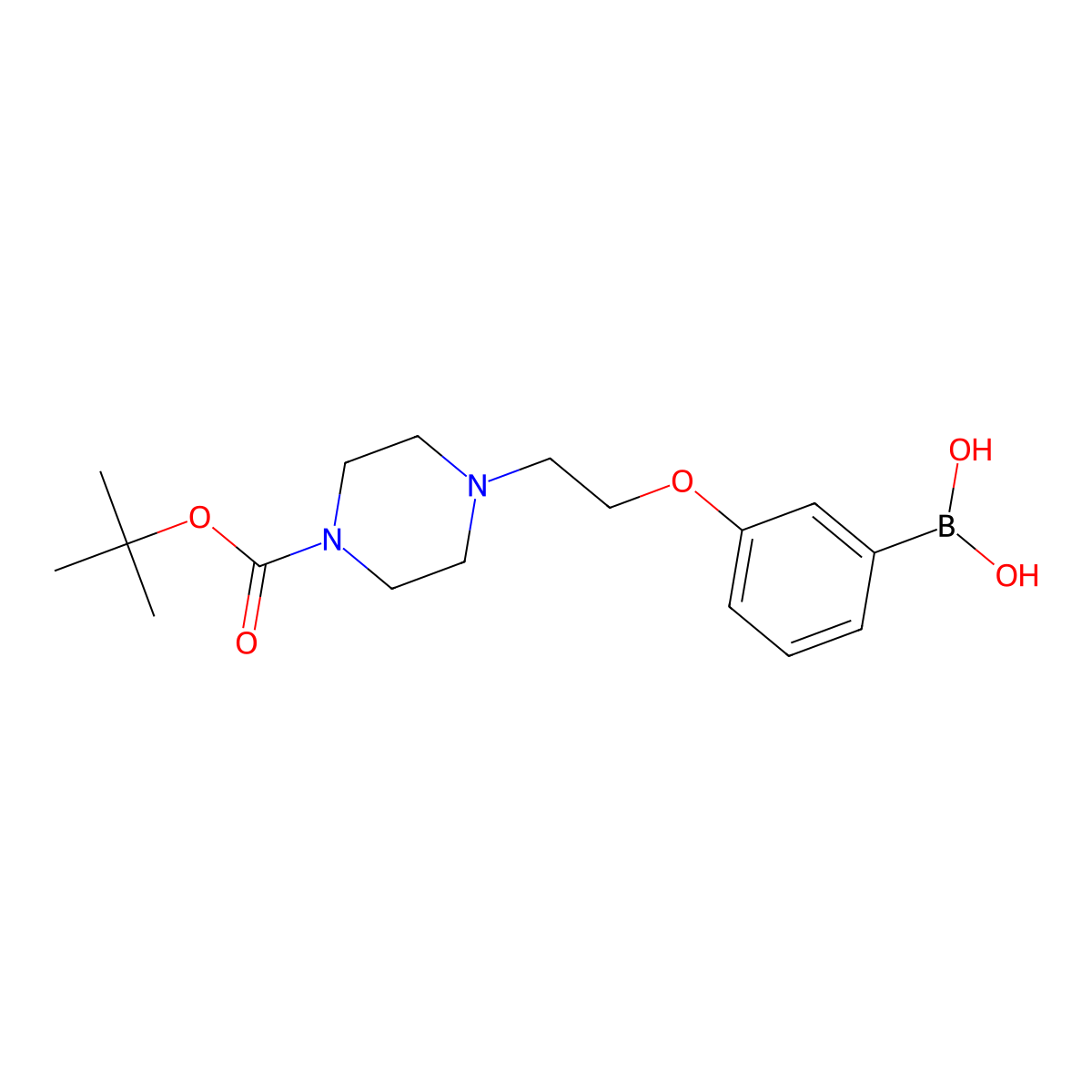 (3-(2-(4-(Tert-butoxycarbonyl)piperazin-1-yl)ethoxy)phenyl)boronic acid molecular structure, CAS 1704063-53-5