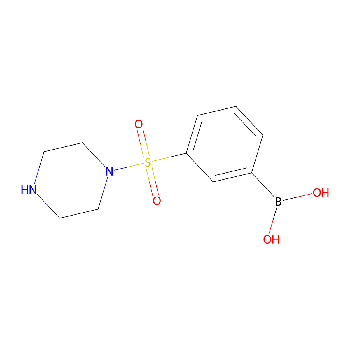 (3-(Piperazin-1-ylsulfonyl)phenyl)boronic acid molecular structure, CAS 1704063-60-4