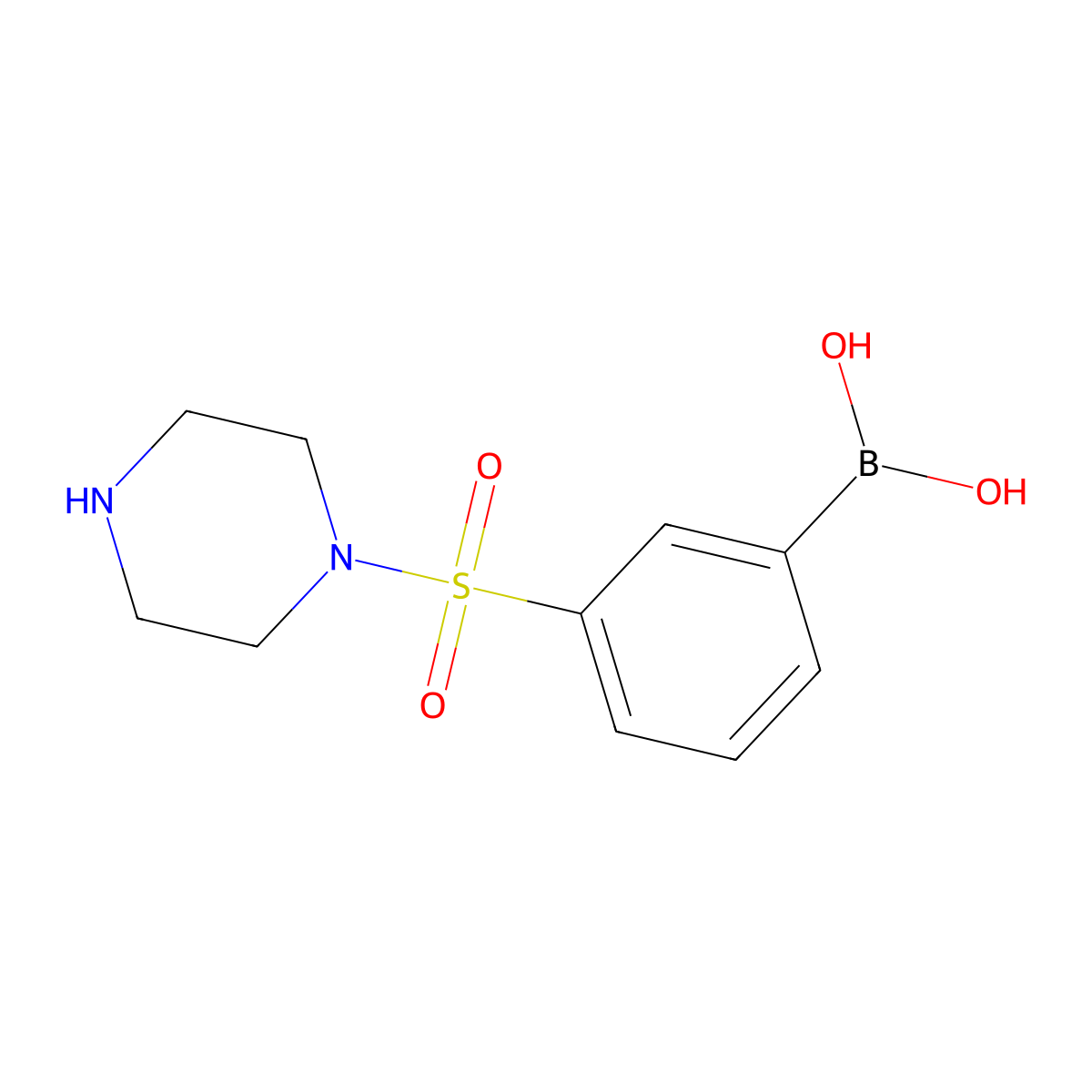 (3-(Piperazin-1-ylsulfonyl)phenyl)boronic acid molecular structure, CAS 1704063-60-4