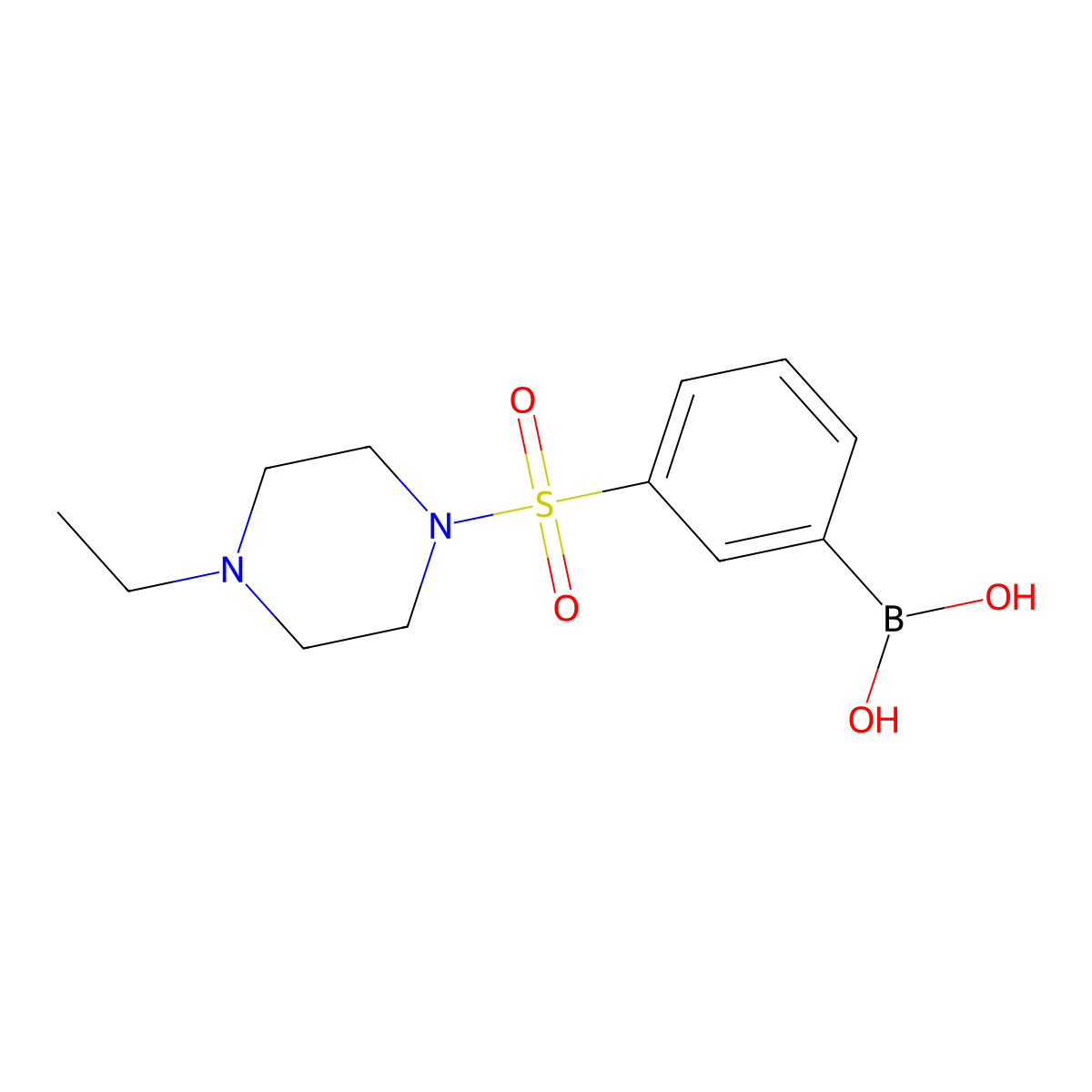 (3-((4-Ethylpiperazin-1-yl)sulfonyl)phenyl)boronic acid molecular structure, CAS 1704063-61-5