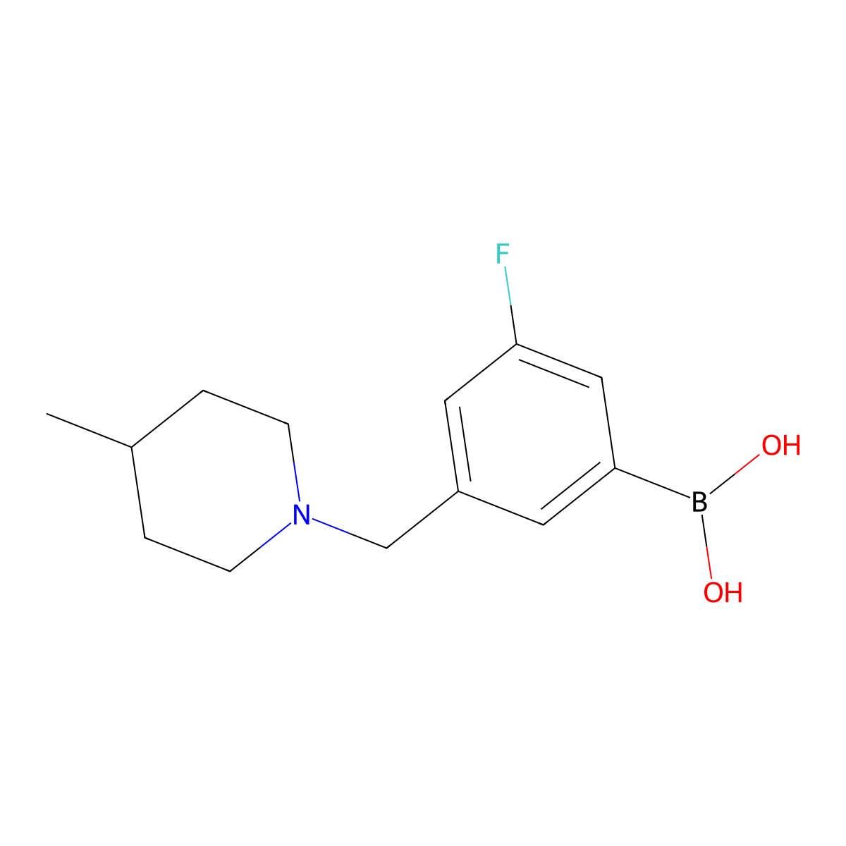 (3-Fluoro-5-((4-methylpiperidin-1-yl)methyl)phenyl)boronic acid molecular structure, CAS 1704063-67-1