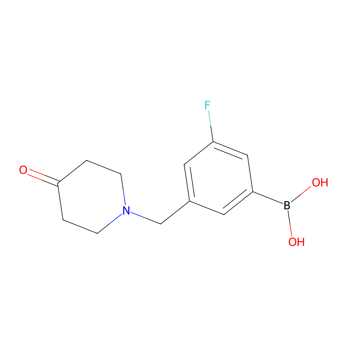 (3-Fluoro-5-((4-oxopiperidin-1-yl)methyl)phenyl)boronic acid molecular structure, CAS 1704063-68-2
