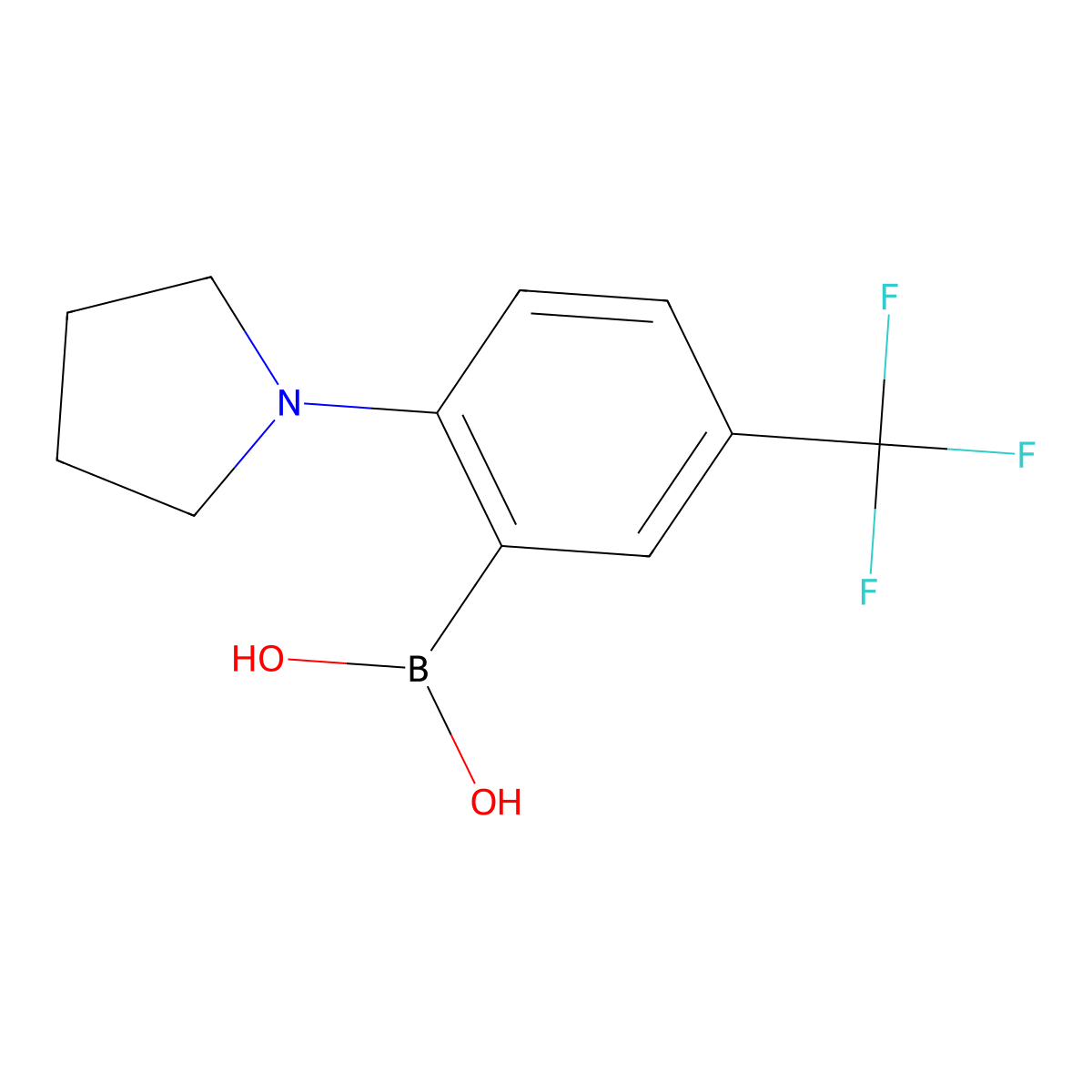 2-(Pyrrolidin-1-yl)-5-(trifluoromethyl)phenylboronic acid molecular structure, CAS 1704063-76-2