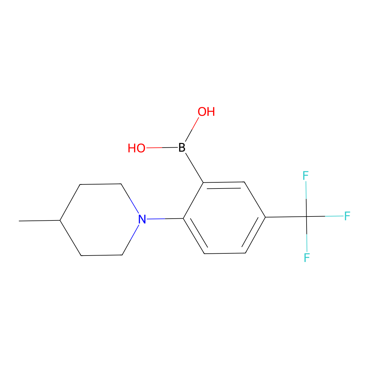 2-(4-Methylpiperidin-1-yl)-5-(trifluoromethyl)phenylboronic acid molecular structure, CAS 1704063-77-3