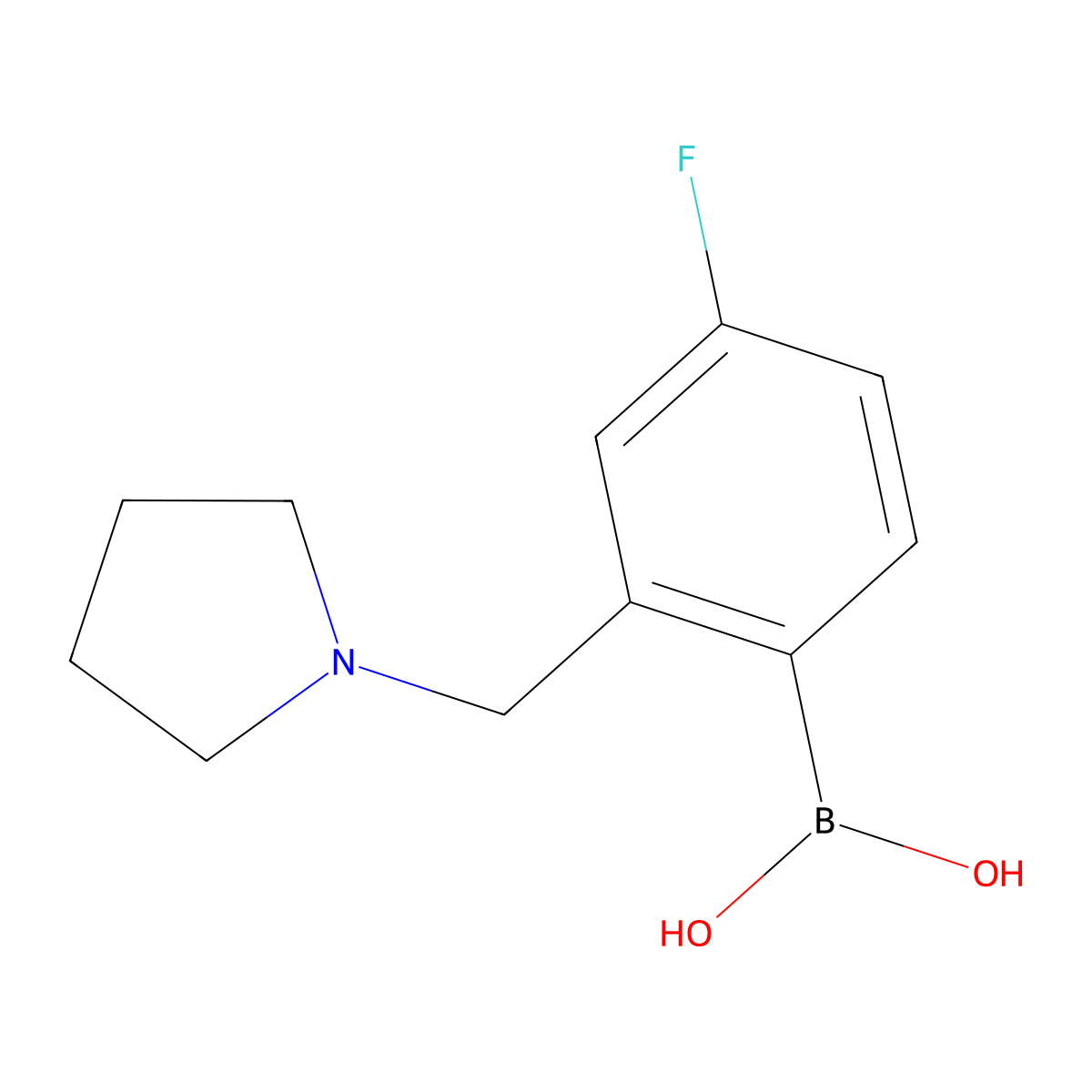 4-Fluoro-2-(pyrrolidin-1-ylmethyl)phenylboronic acid molecular structure, CAS 1704063-81-9