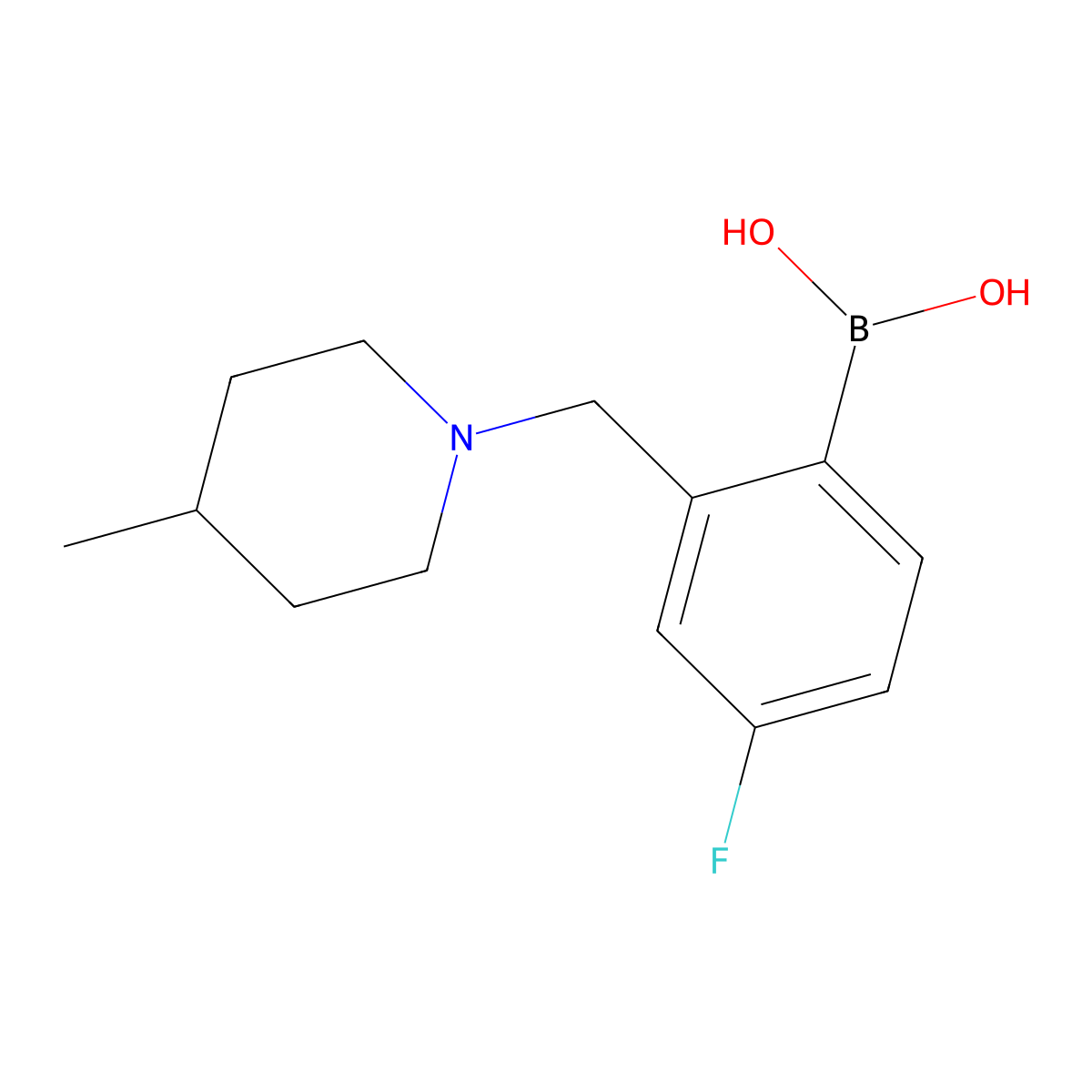 4-Fluoro-2-((4-methylpiperidin-1-yl)methyl)phenylboronic acid molecular structure, CAS 1704063-82-0