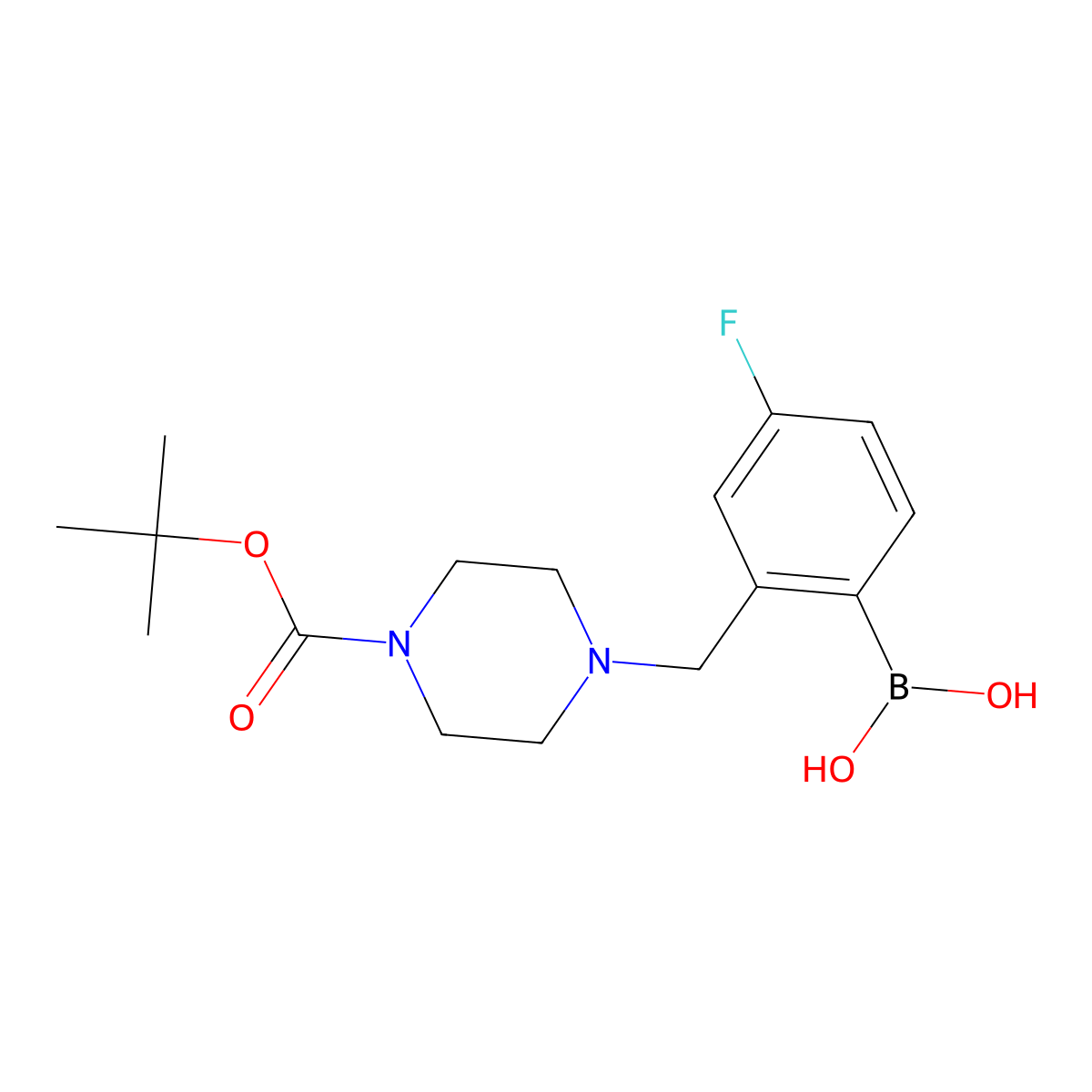 2-((4-(Tert-butoxycarbonyl)piperazin-1-yl)methyl)-4-fluorophenylboronic acid molecular structure, CAS 1704063-84-2