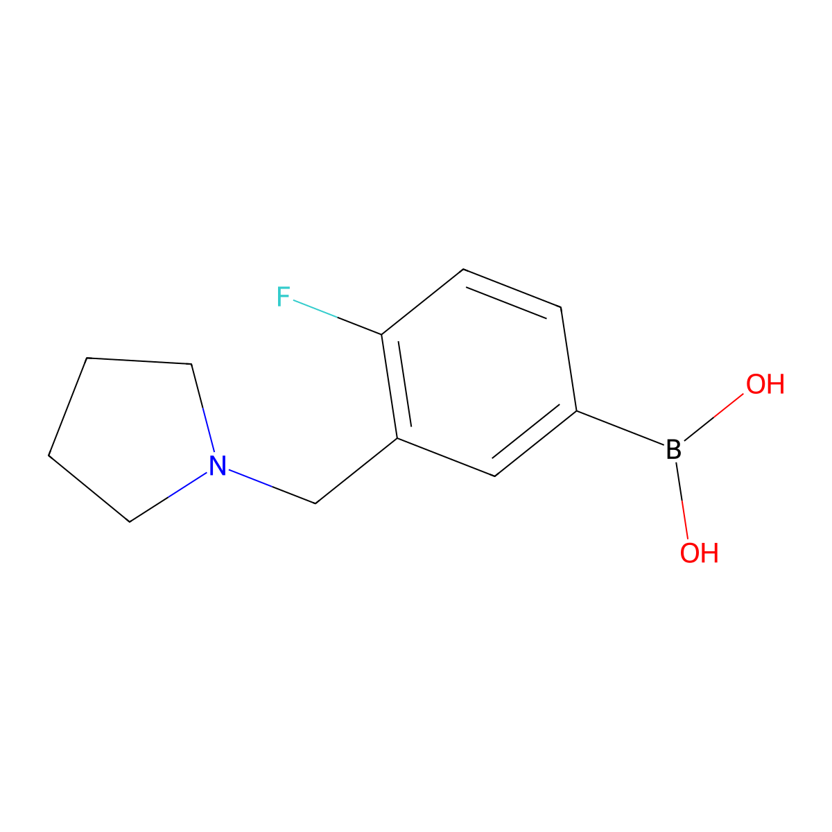 4-Fluoro-3-(pyrrolidin-1-ylmethyl)phenylboronic acid molecular structure, CAS 1704063-89-7