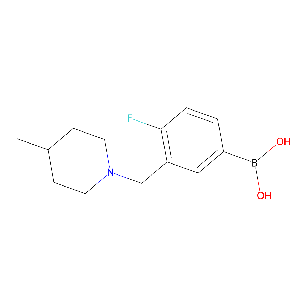 4-Fluoro-3-((4-methylpiperidin-1-yl)methyl)phenylboronic acid molecular structure, CAS 1704063-90-0