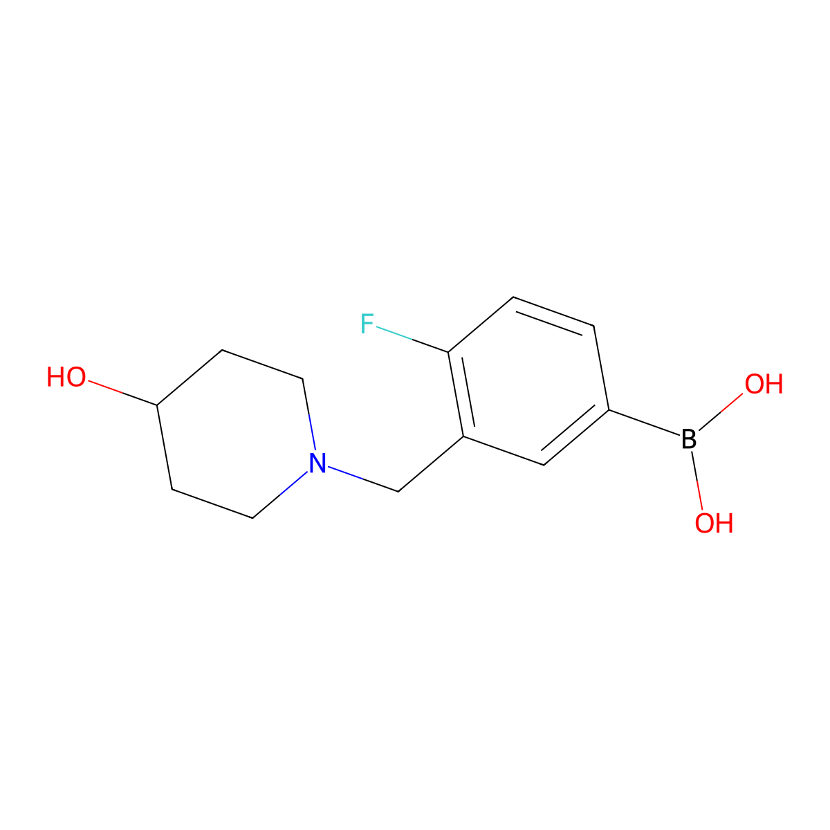 4-Fluoro-3-((4-hydroxypiperidin-1-yl)methyl)phenylboronic acid molecular structure, CAS 1704063-91-1