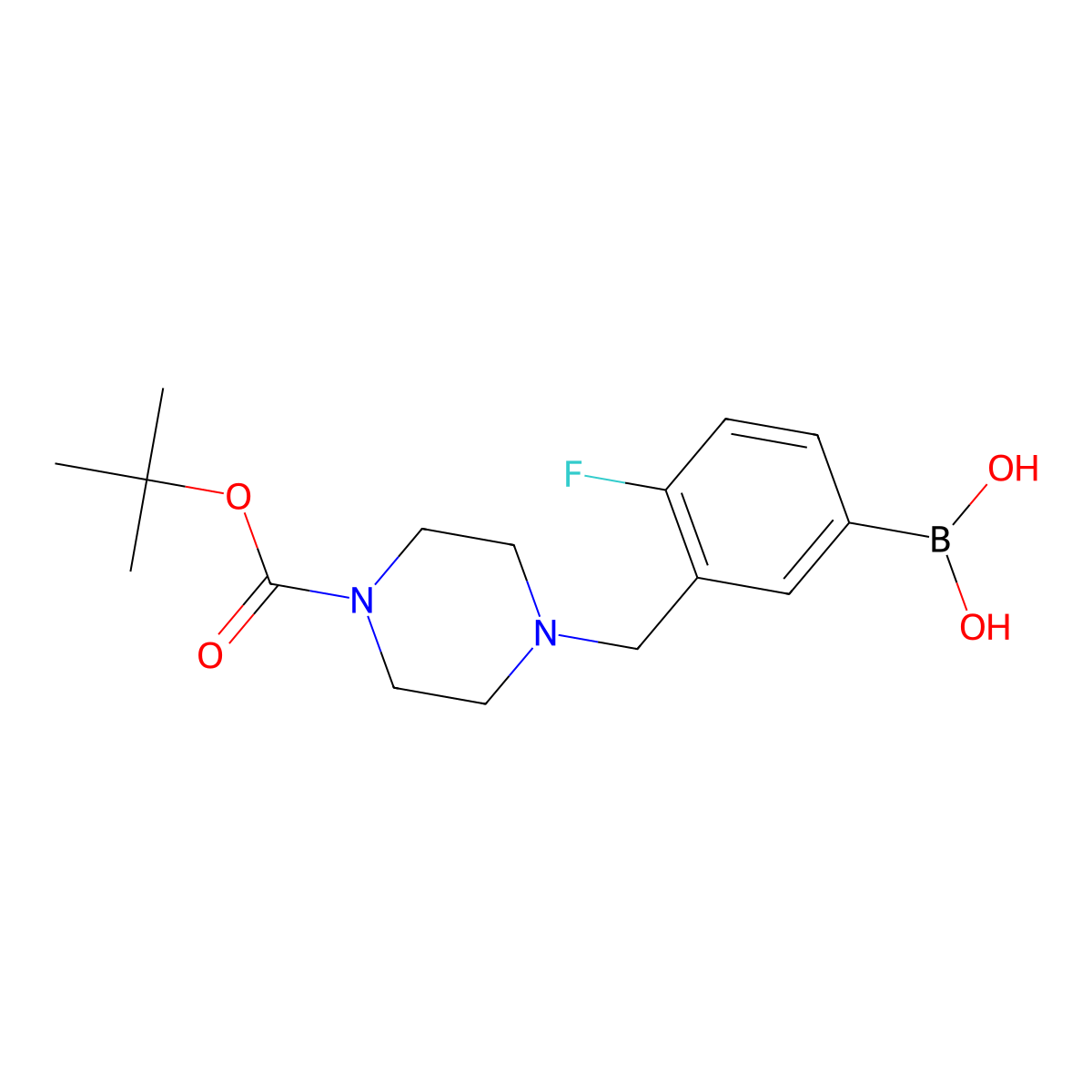 3-((4-(Tert-butoxycarbonyl)piperazin-1-yl)methyl)-4-fluorophenylboronic acid molecular structure, CAS 1704063-93-3