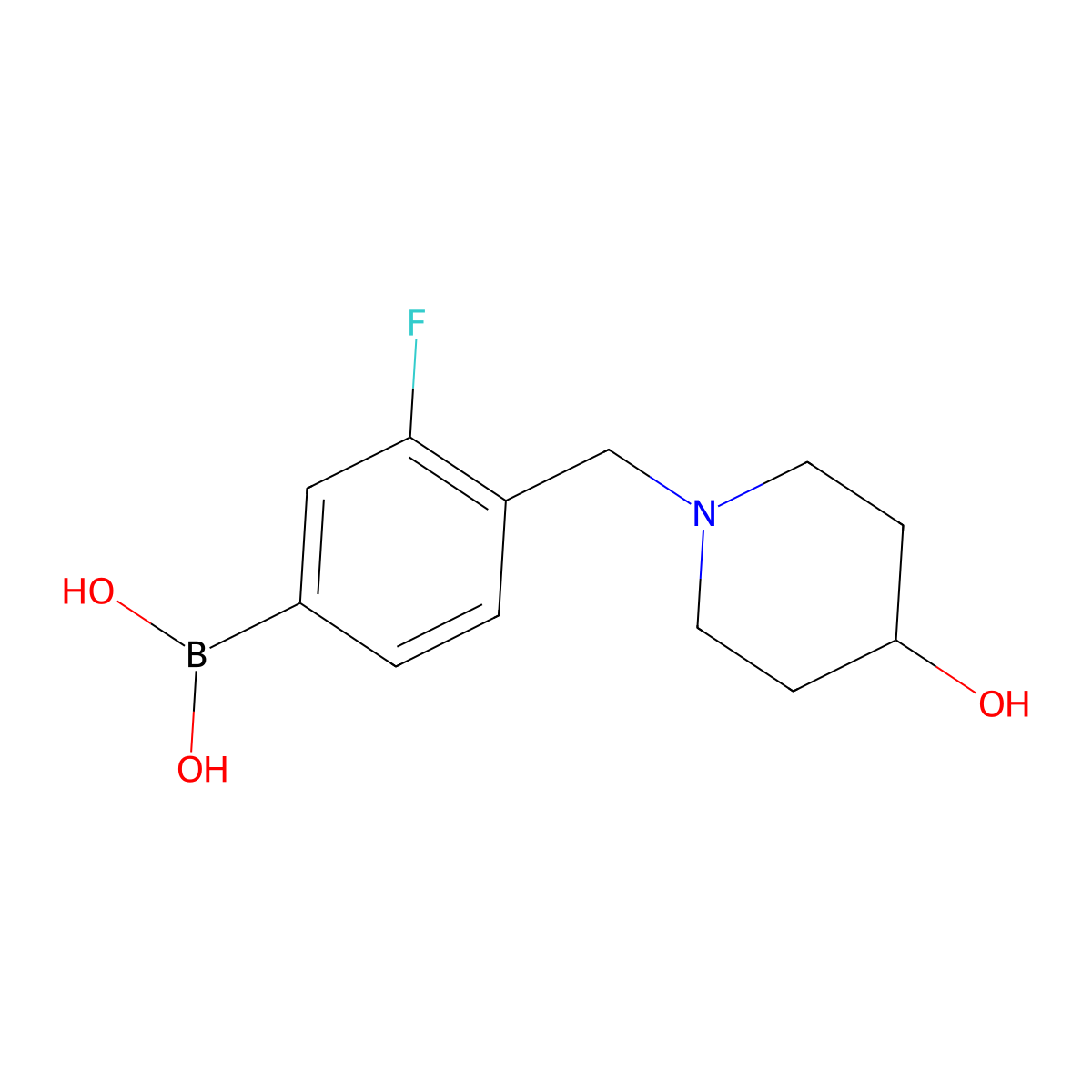3-Fluoro-4-((4-hydroxypiperidin-1-yl)methyl)phenylboronic acid molecular structure, CAS 1704063-99-9