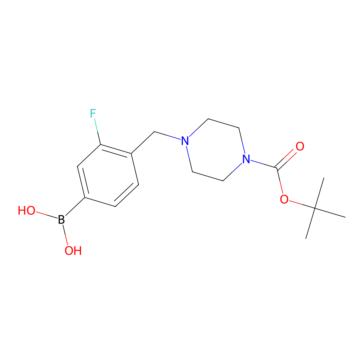 4-((4-(Tert-butoxycarbonyl)piperazin-1-yl)methyl)-3-fluorophenylboronic acid molecular structure, CAS 1704064-00-5