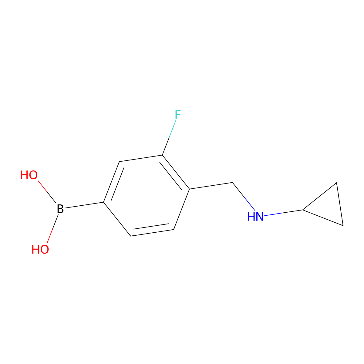 4-((Cyclopropylamino)methyl)-3-fluorophenylboronic acid molecular structure, CAS 1704064-01-6