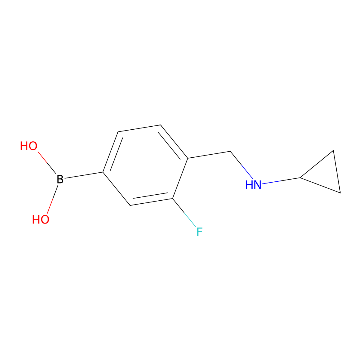 4-((Cyclopropylamino)methyl)-3-fluorophenylboronic acid molecular structure, CAS 1704064-01-6