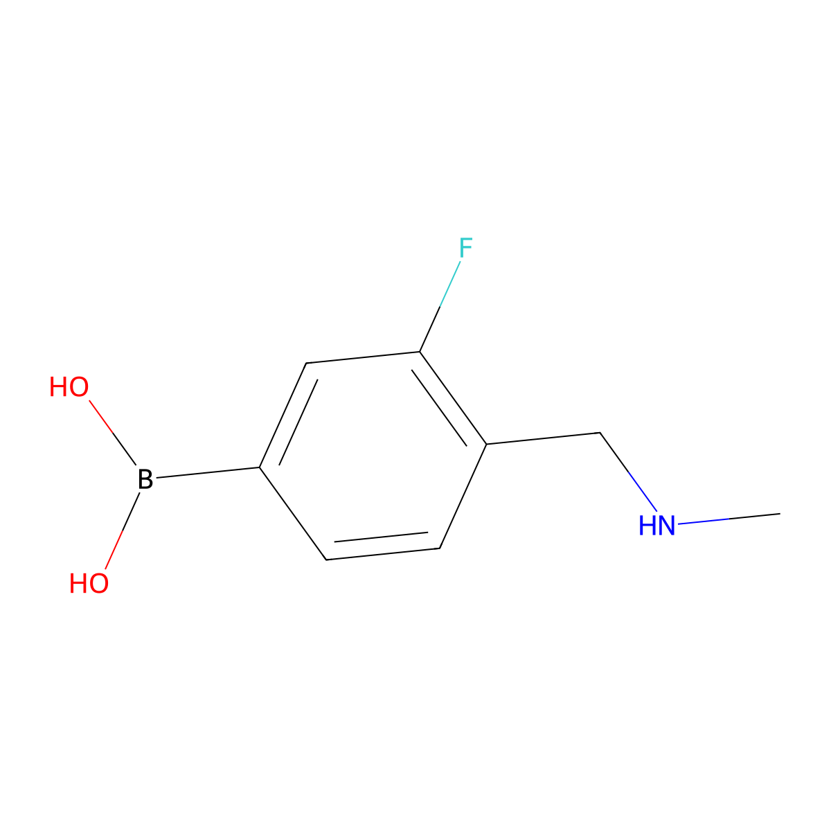 3-Fluoro-4-((methylamino)methyl)phenylboronic acid molecular structure, CAS 1704064-02-7