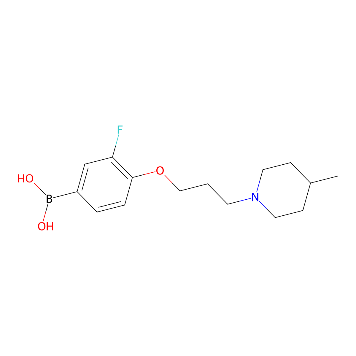 3-Fluoro-4-(3-(4-methylpiperidin-1-yl)propoxy)phenylboronic acid molecular structure, CAS 1704064-04-9