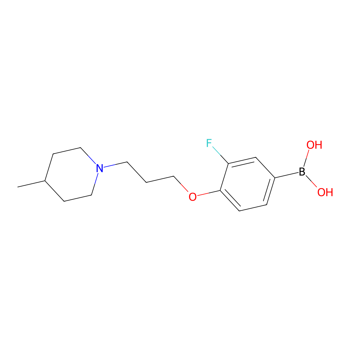 3-Fluoro-4-(3-(4-methylpiperidin-1-yl)propoxy)phenylboronic acid molecular structure, CAS 1704064-04-9