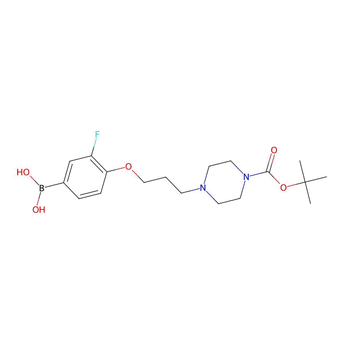4-(3-(4-(Tert-butoxycarbonyl)piperazin-1-yl)propoxy)-3-fluorophenylboronic acid molecular structure, CAS 1704064-07-2