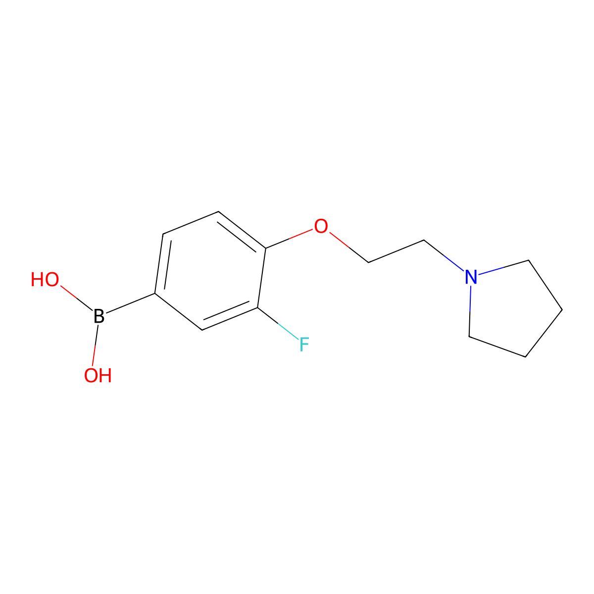 (3-Fluoro-4-(2-(pyrrolidin-1-yl)ethoxy)phenyl)boronic acid molecular structure, CAS 1704064-09-4