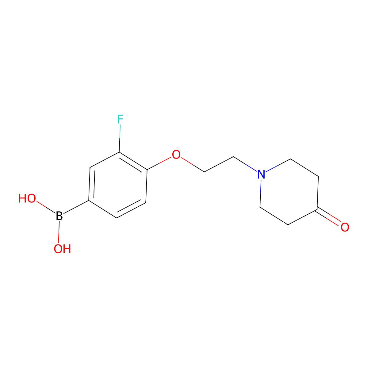 3-Fluoro-4-(2-(4-oxopiperidin-1-yl)ethoxy)phenylboronic acid molecular structure, CAS 1704064-10-7