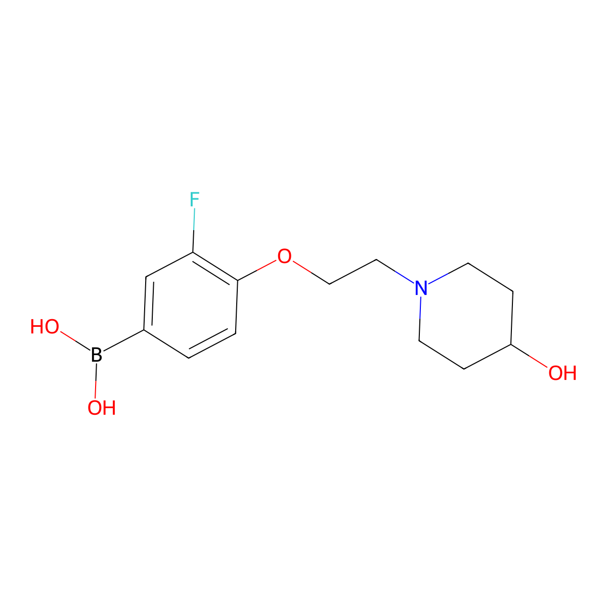 3-Fluoro-4-(2-(4-hydroxypiperidin-1-yl)ethoxy)phenylboronic acid molecular structure, CAS 1704064-11-8