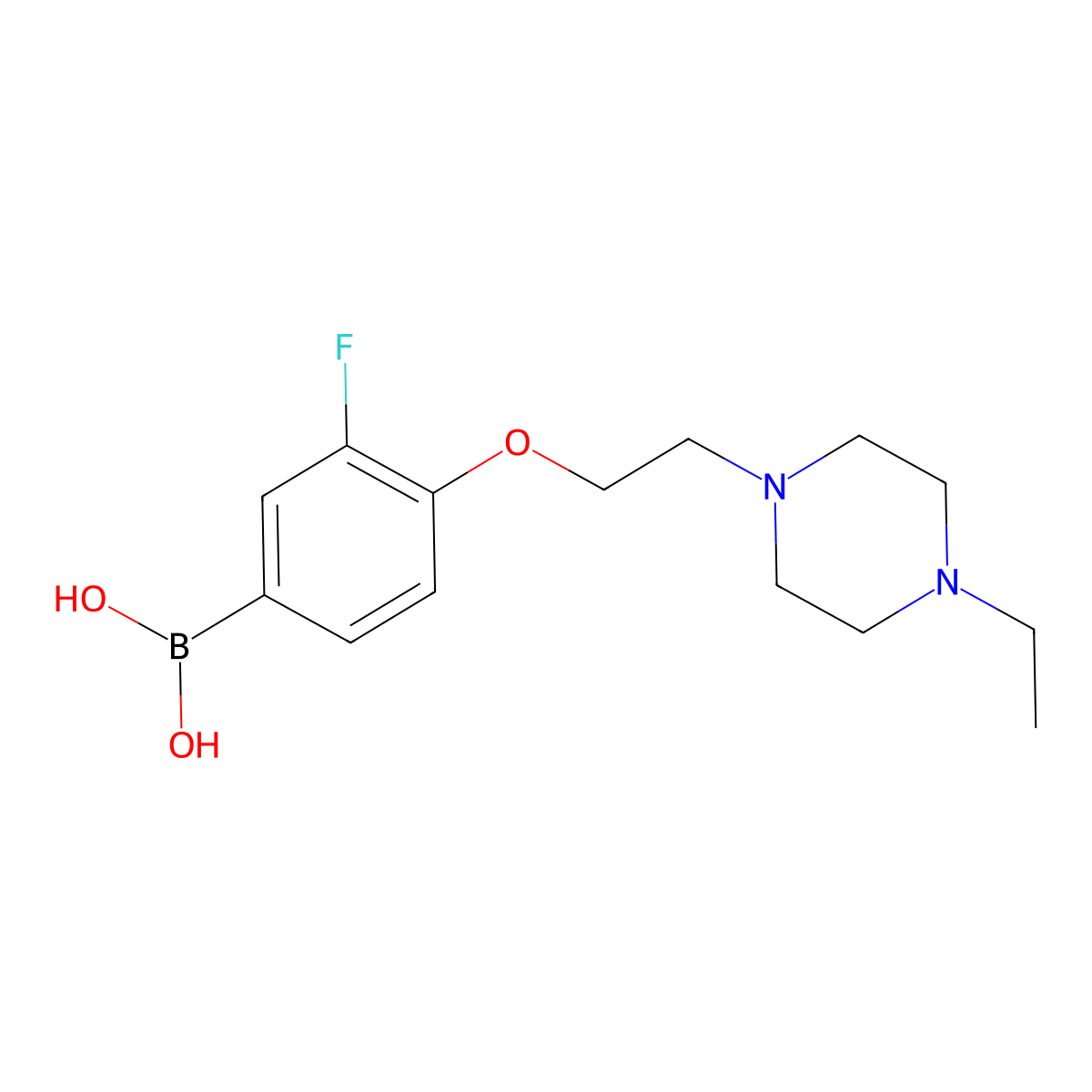 4-(2-(4-Ethylpiperazin-1-yl)ethoxy)-3-fluorophenylboronic acid molecular structure, CAS 1704064-13-0