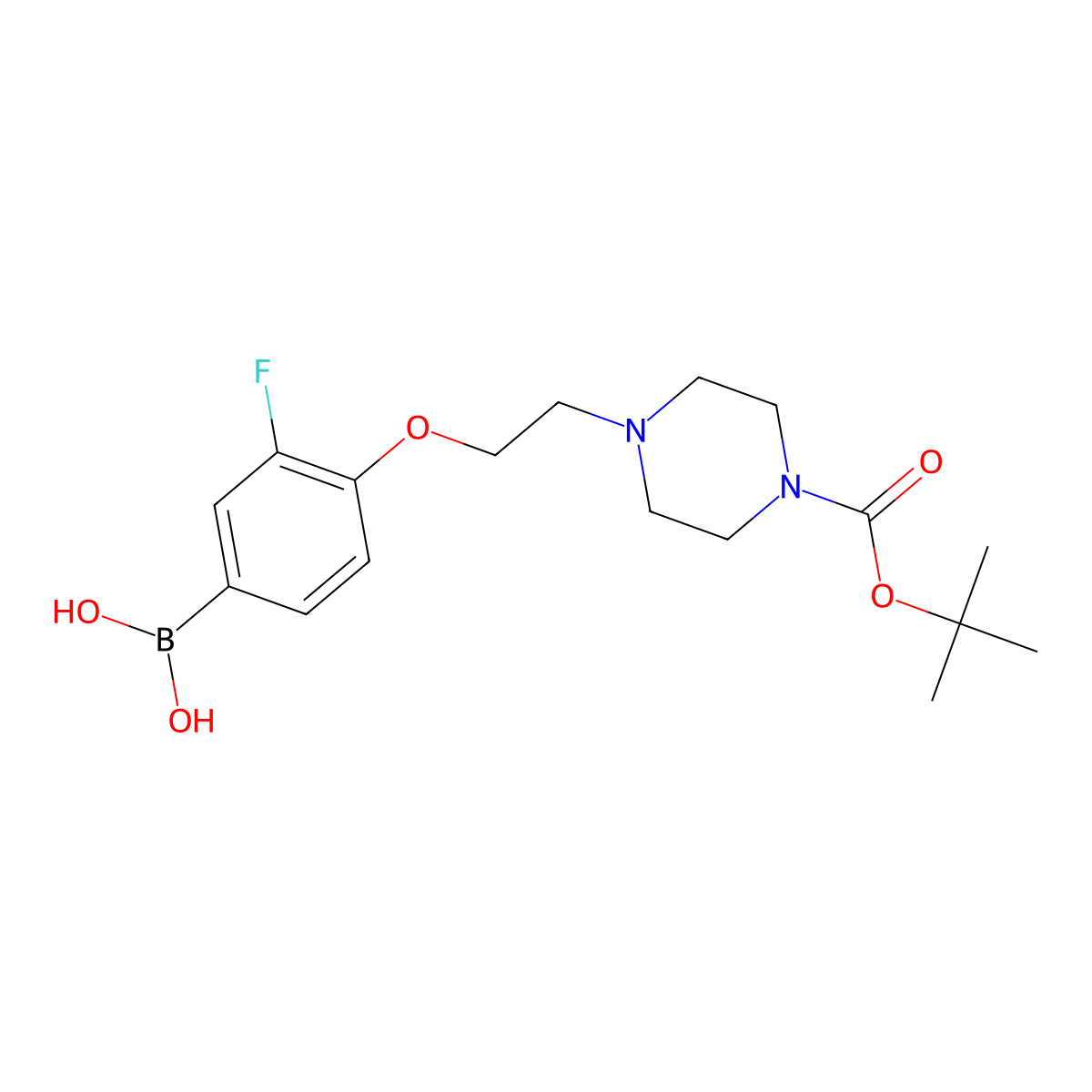 4-(2-(4-(Tert-butoxycarbonyl)piperazin-1-yl)ethoxy)-3-fluorophenylboronic acid molecular structure, CAS 1704064-14-1