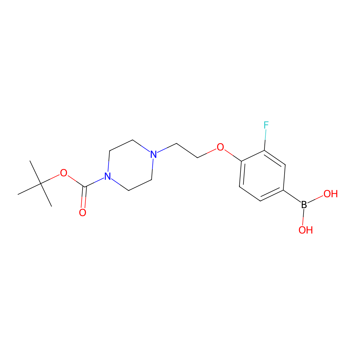 4-(2-(4-(Tert-butoxycarbonyl)piperazin-1-yl)ethoxy)-3-fluorophenylboronic acid molecular structure, CAS 1704064-14-1