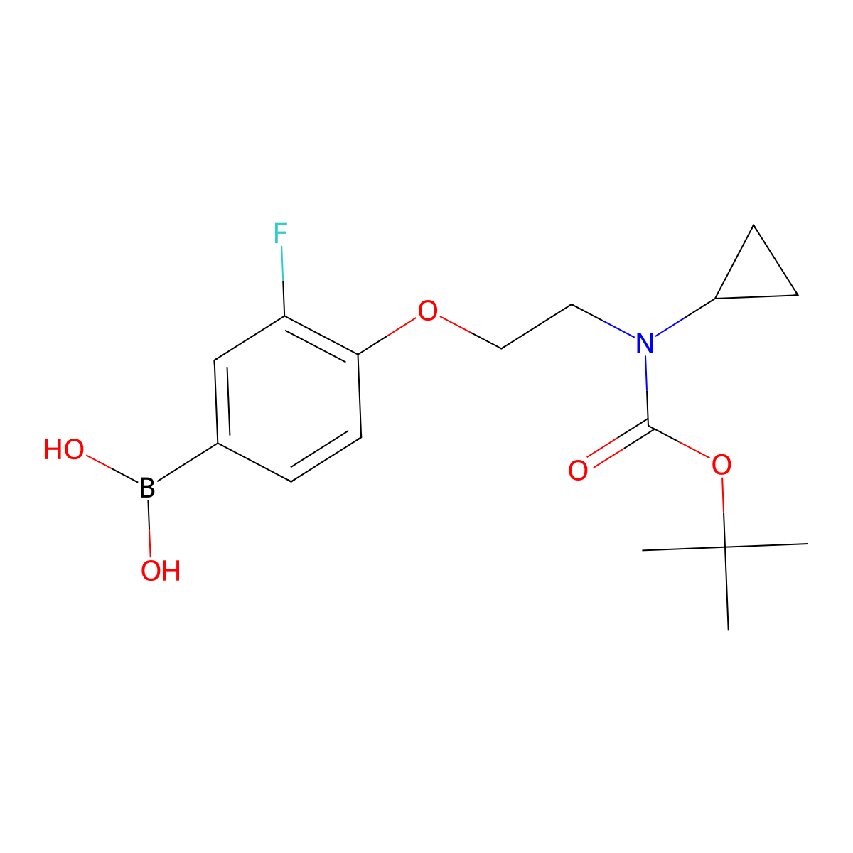 4-(2-(Tert-butoxycarbonyl(cyclopropyl)amino)ethoxy)-3-fluorophenylboronic acid molecular structure, CAS 1704064-17-4