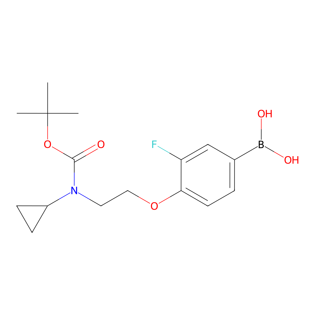4-(2-(Tert-butoxycarbonyl(cyclopropyl)amino)ethoxy)-3-fluorophenylboronic acid molecular structure, CAS 1704064-17-4