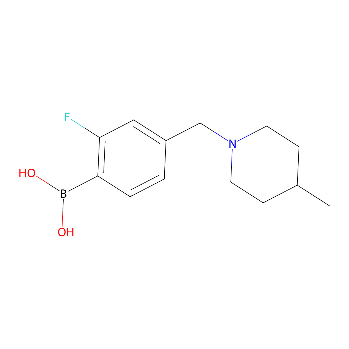 (2-Fluoro-4-((4-methylpiperidin-1-yl)methyl)phenyl)boronic acid molecular structure, CAS 1704064-21-0