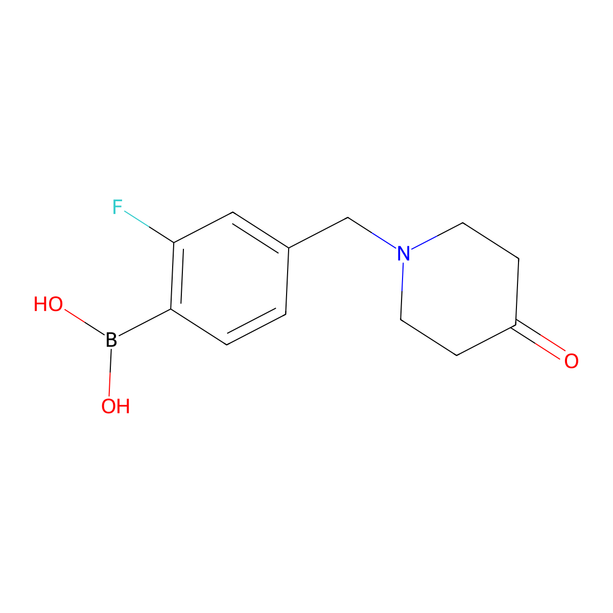 (2-Fluoro-4-((4-oxopiperidin-1-yl)methyl)phenyl)boronic acid molecular structure, CAS 1704064-22-1