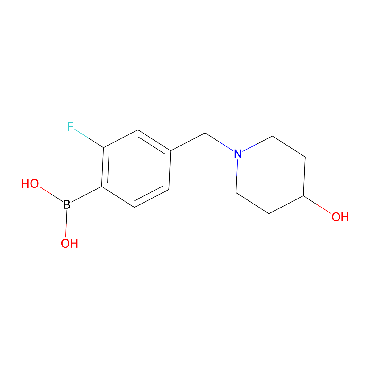 (2-Fluoro-4-((4-hydroxypiperidin-1-yl)methyl)phenyl)boronic acid molecular structure, CAS 1704064-23-2