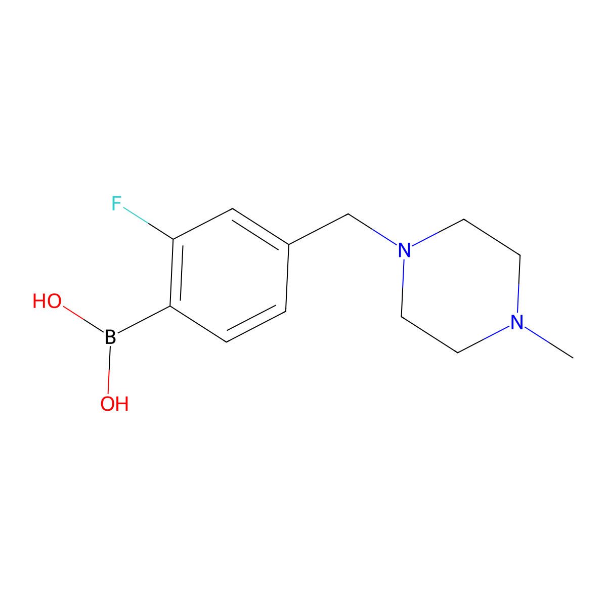 (2-Fluoro-4-((4-methylpiperazin-1-yl)methyl)phenyl)boronic acid molecular structure, CAS 1704064-24-3