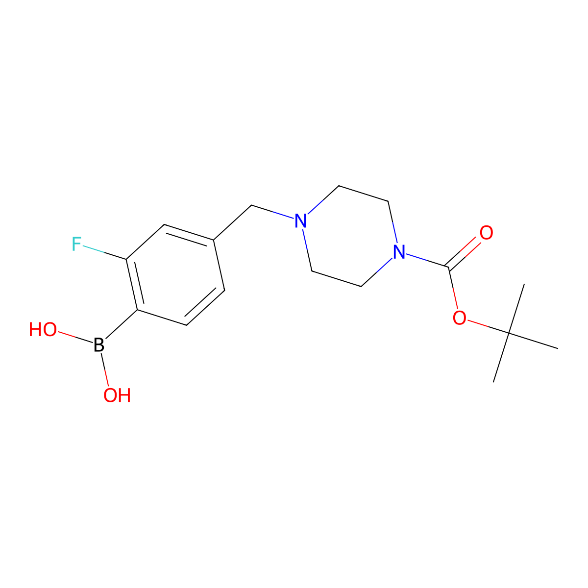 (4-((4-(Tert-butoxycarbonyl)piperazin-1-yl)methyl)-2-fluorophenyl)boronic acid molecular structure, CAS 1704064-25-4