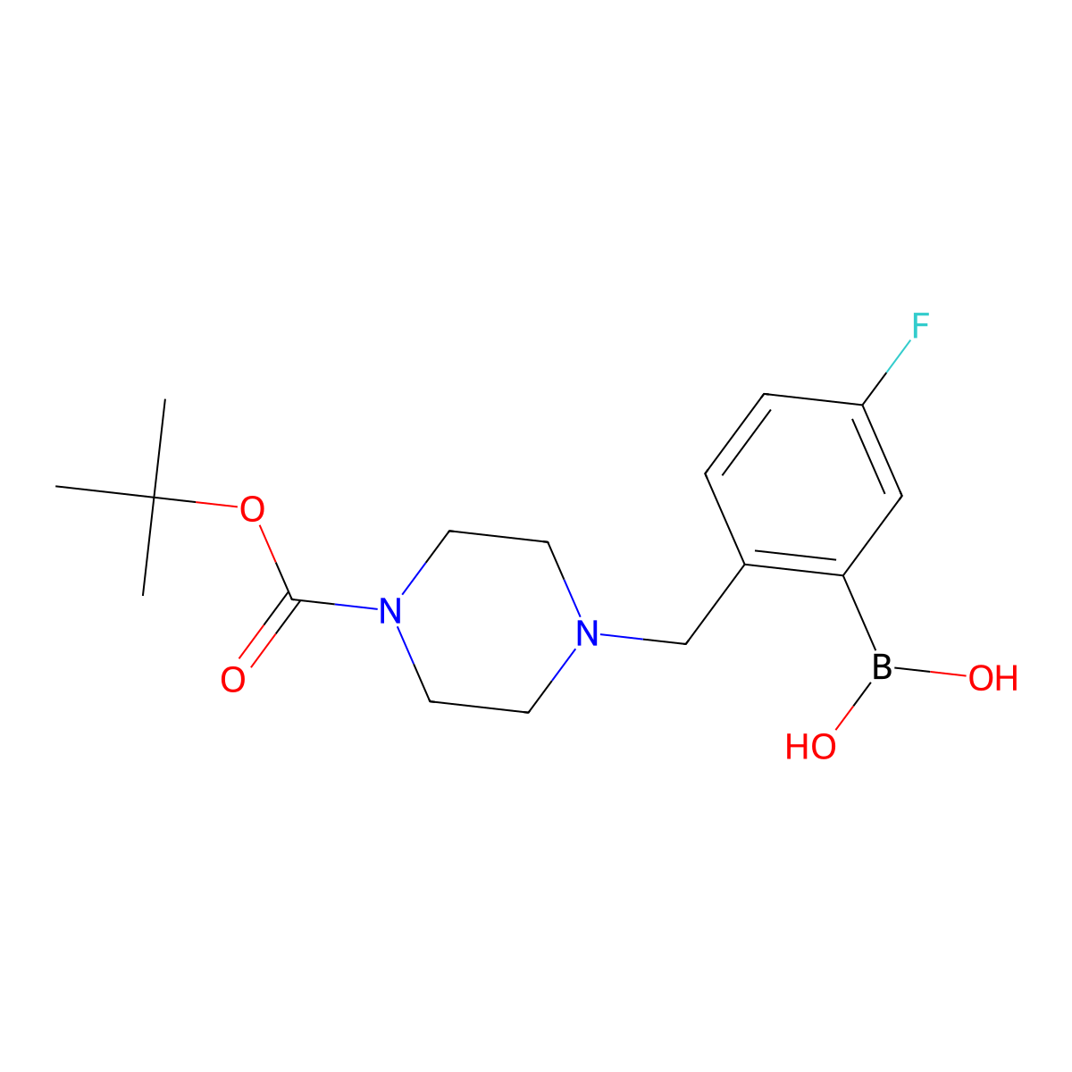 (2-((4-(Tert-butoxycarbonyl)piperazin-1-yl)methyl)-5-fluorophenyl)boronic acid molecular structure, CAS 1704064-29-8