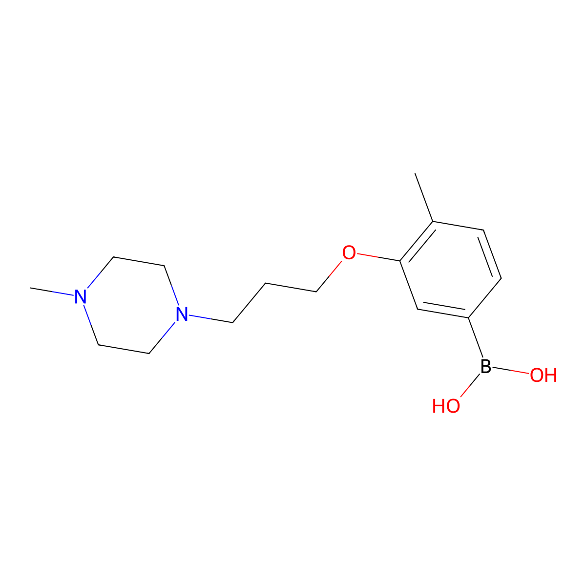 4-Methyl-3-(3-(4-methylpiperazin-1-yl)propoxy)phenylboronic acid molecular structure, CAS 1704064-31-2