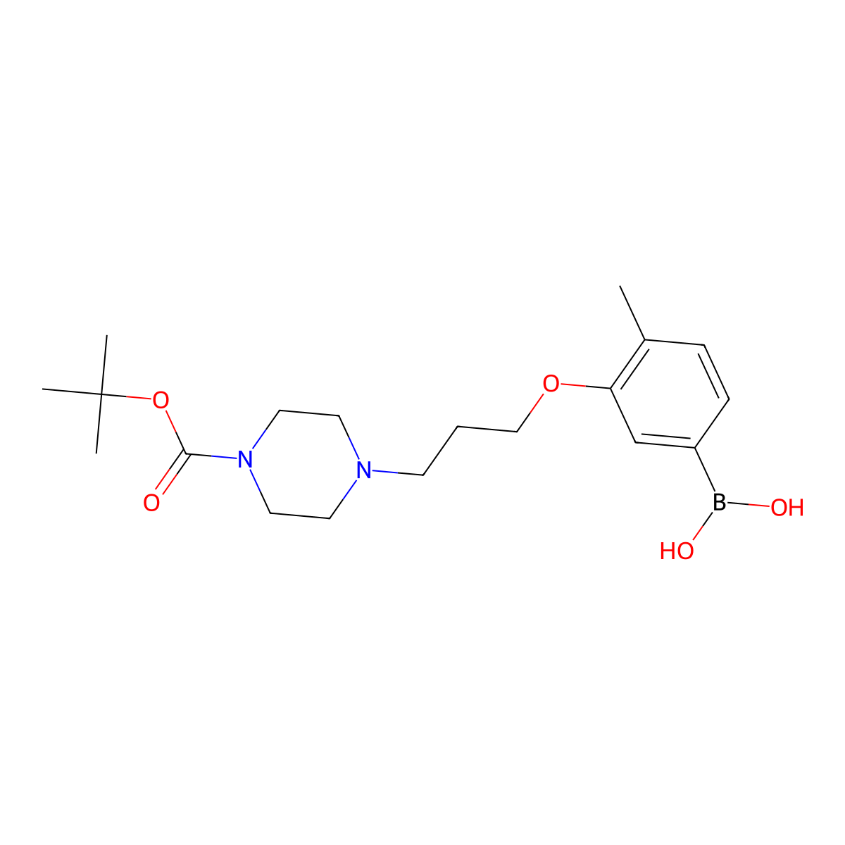 3-(3-(4-(Tert-butoxycarbonyl)piperazin-1-yl)propoxy)-4-methylphenylboronic acid molecular structure, CAS 1704064-33-4