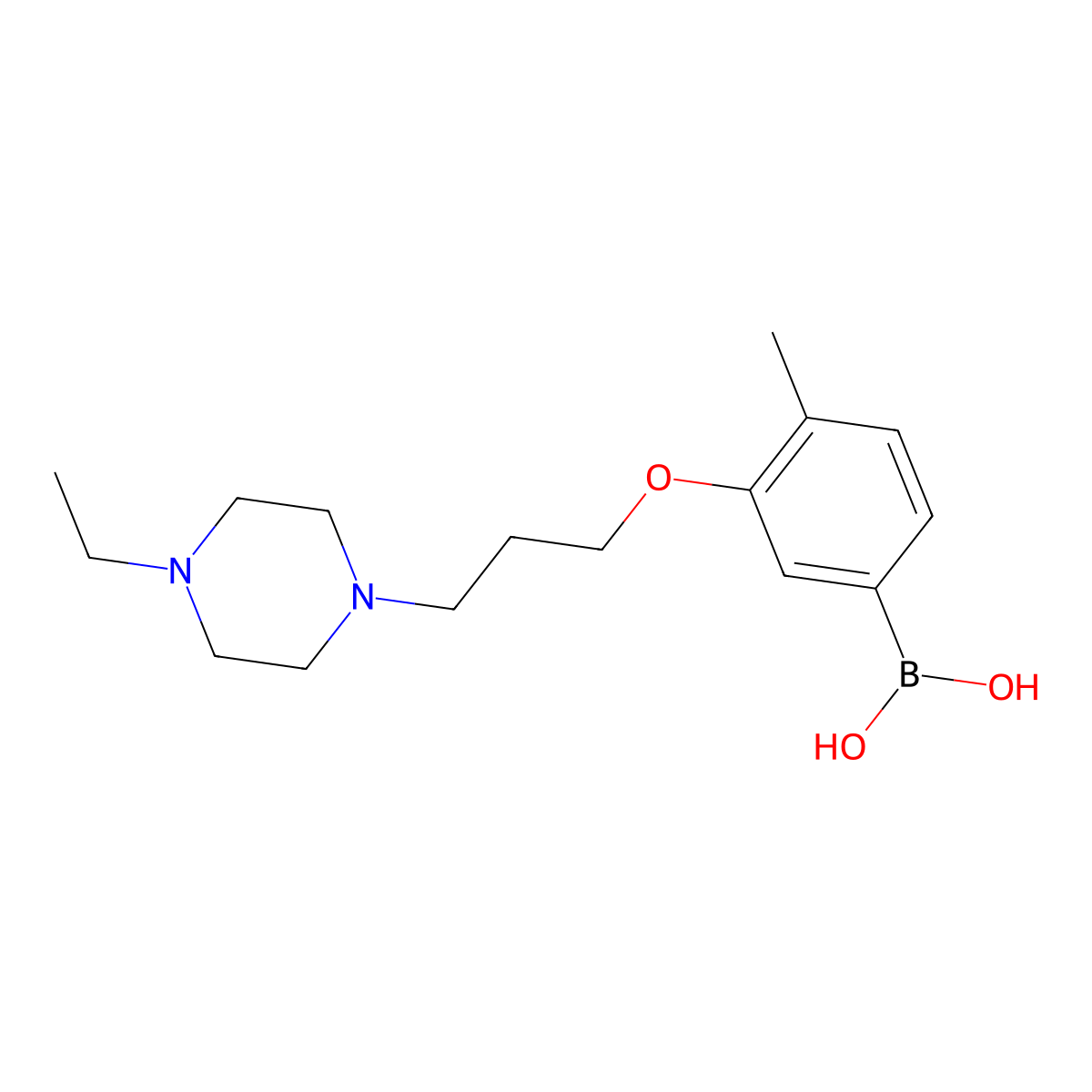 3-(3-(4-Ethylpiperazin-1-yl)propoxy)-4-methylphenylboronic acid molecular structure, CAS 1704064-34-5