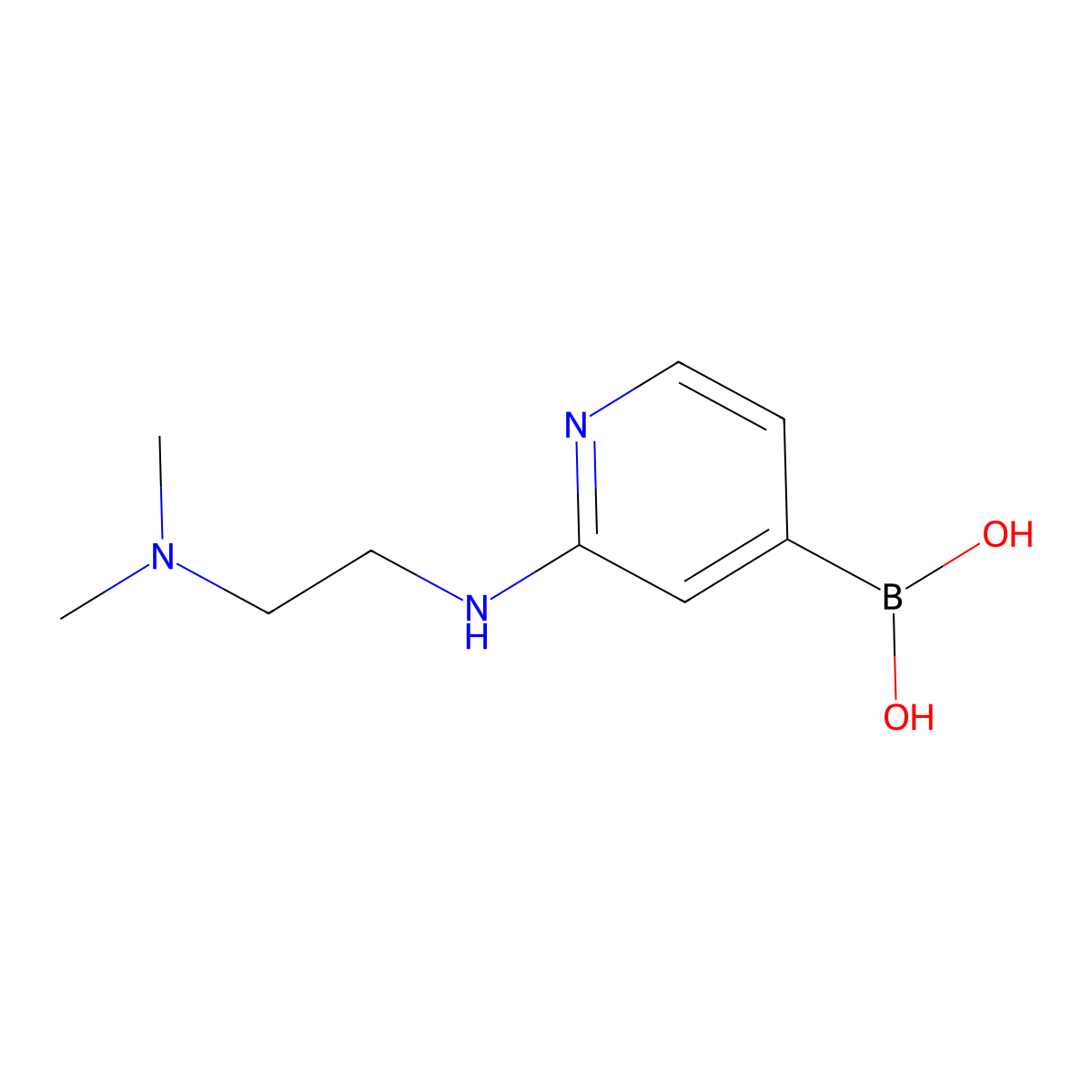 (2-((2-(Dimethylamino)ethyl)amino)pyridin-4-yl)boronic acid molecular structure, CAS 1704064-35-6