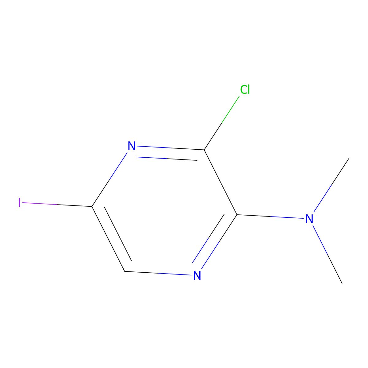 3-chloro-5-iodo-N,N-dimethylpyrazin-2-amine molecular structure, CAS 1704064-42-5