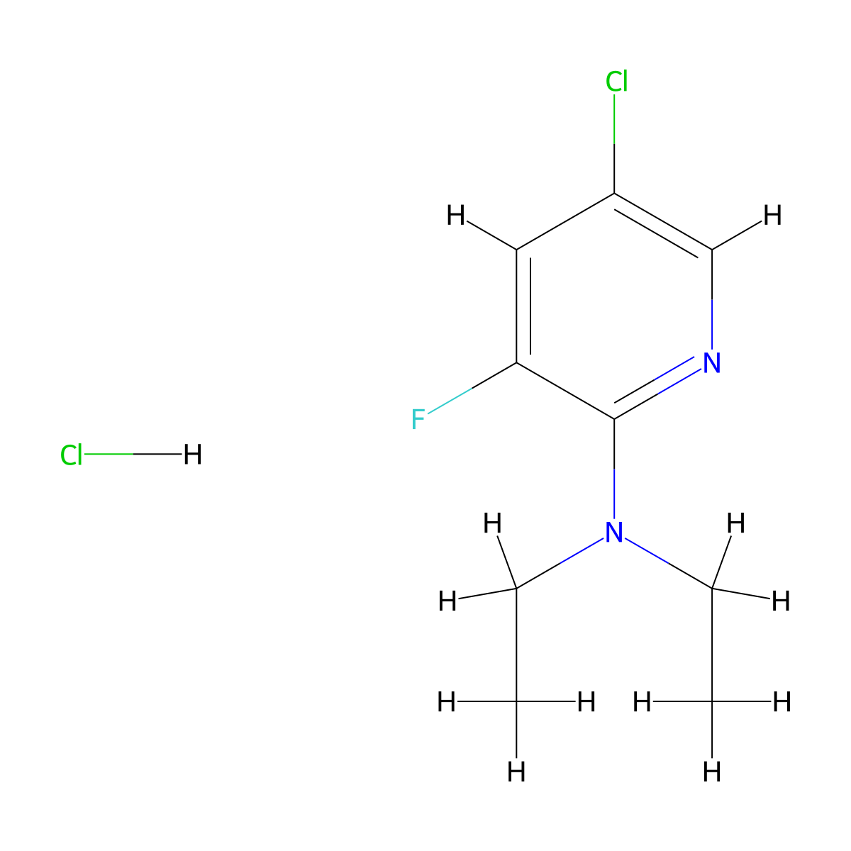 5-chloro-N,N-diethyl-3-fluoropyridin-2-amine hydrochloride molecular structure, CAS 1704064-95-8
