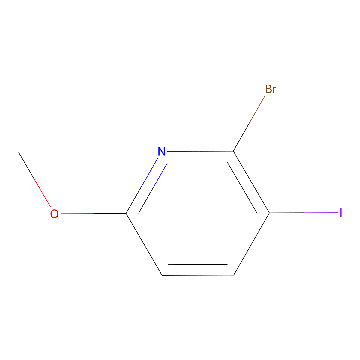 2-Bromo-3-iodo-6-methoxypyridine molecular structure, CAS 1704065-06-4