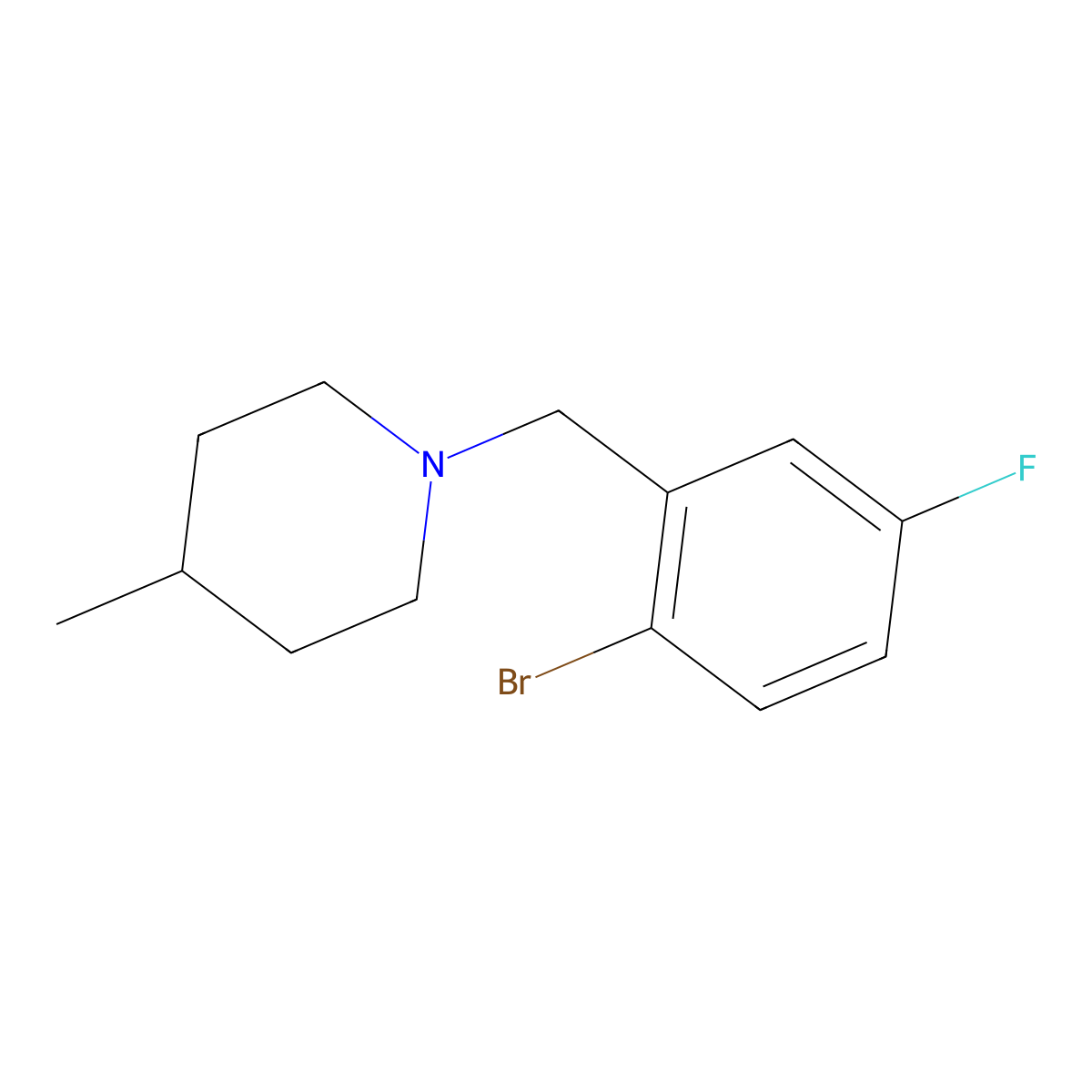 1-(2-Bromo-5-fluorobenzyl)-4-methylpiperidine molecular structure, CAS 1704065-09-7
