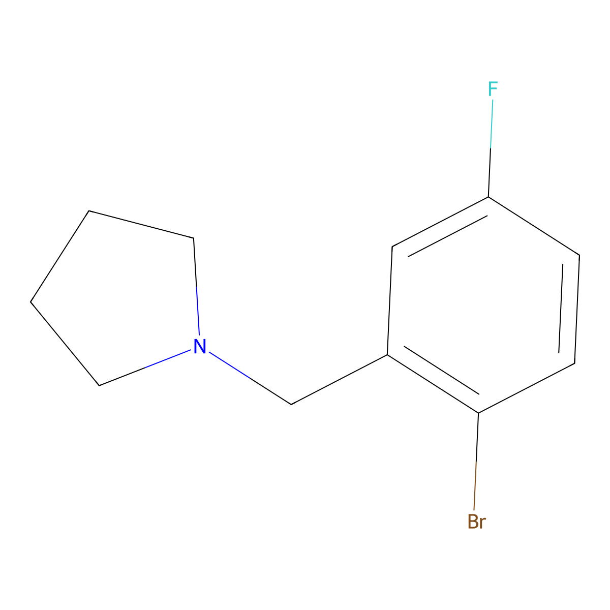 1-(2-Bromo-5-fluorobenzyl)pyrrolidine molecular structure, CAS 1704065-17-7