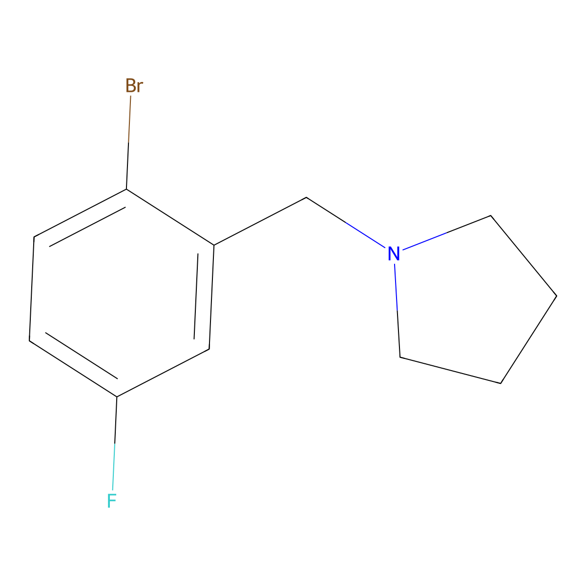 1-(2-Bromo-5-fluorobenzyl)pyrrolidine molecular structure, CAS 1704065-17-7