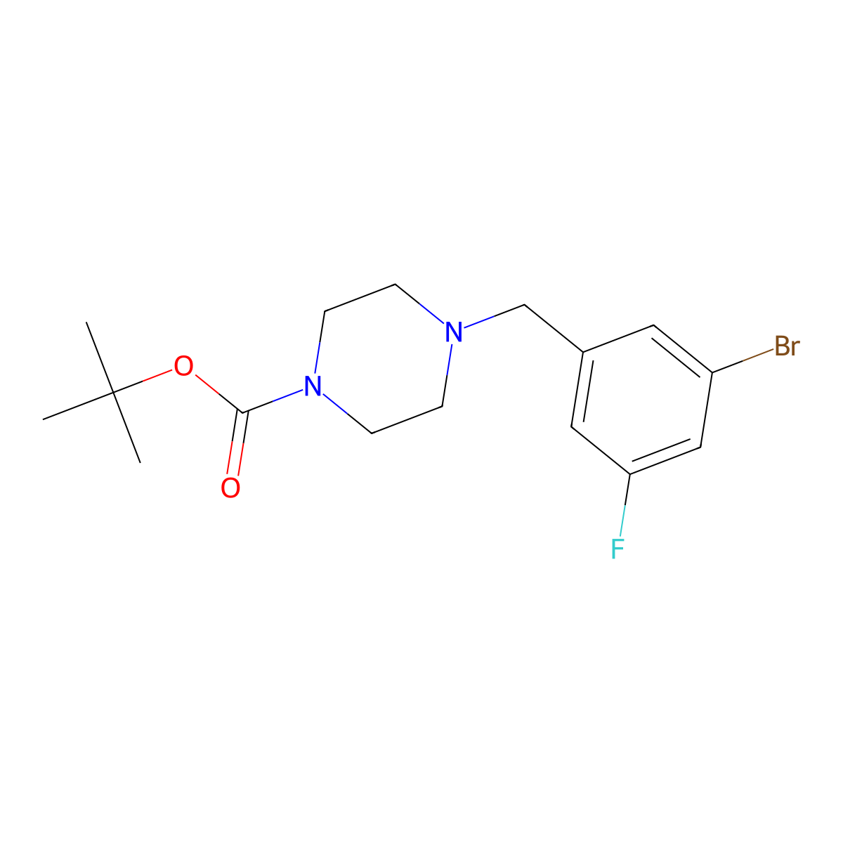 Tert-butyl 4-(3-bromo-5-fluorobenzyl)piperazine-1-carboxylate molecular structure, CAS 1704065-23-5